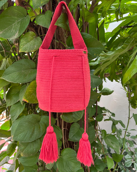 Mochila Wayuu Coral Mediana